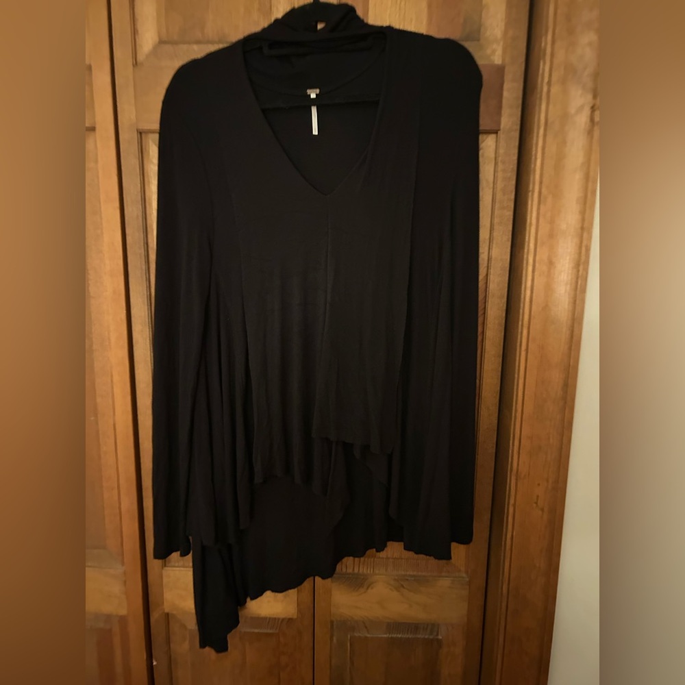 Free People Women's Black Sz SP Uptown Turtleneck Choker Long Sleeve Tunic Top